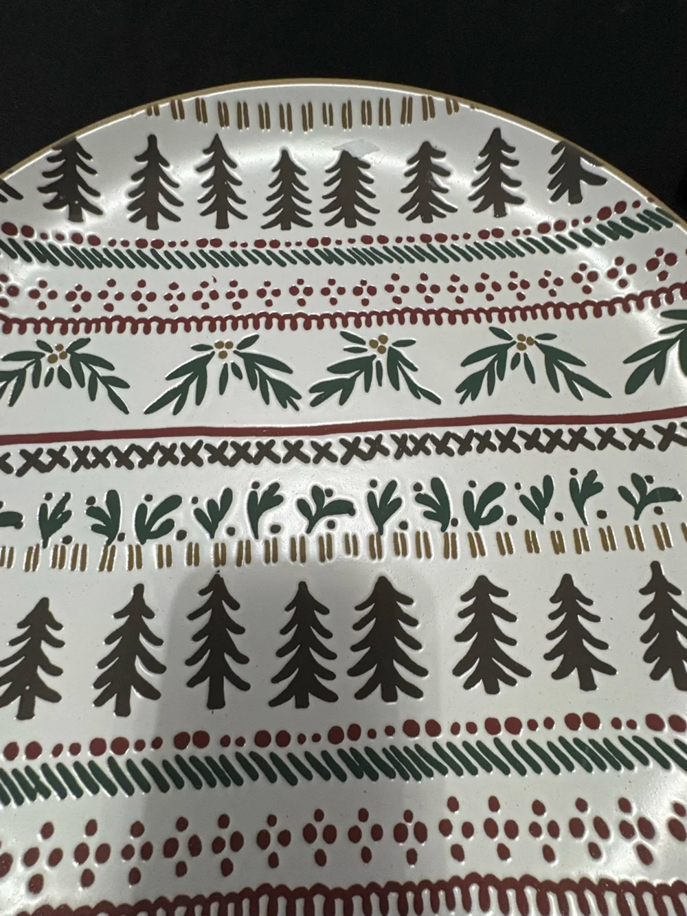 Crate&Barrel White Fair Isle Platter